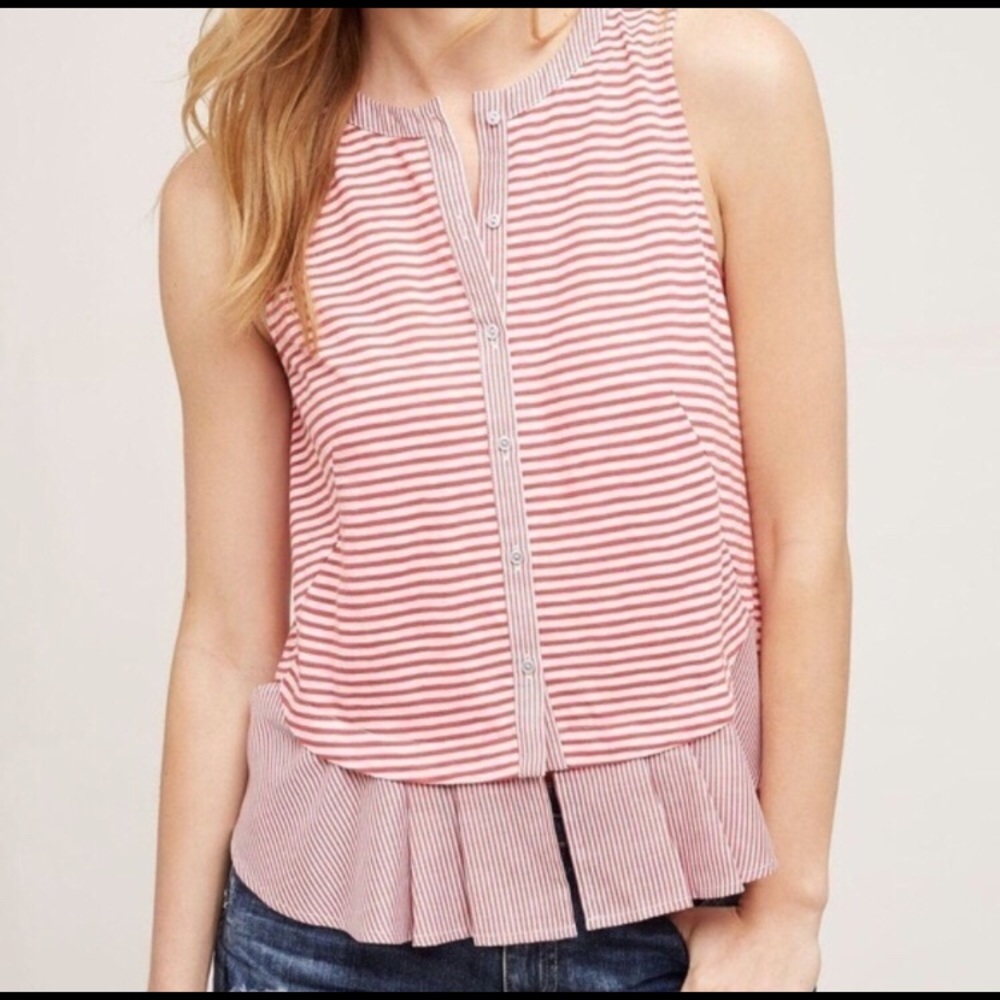 Anthropologie Red & White Striped Tank Top- Size M